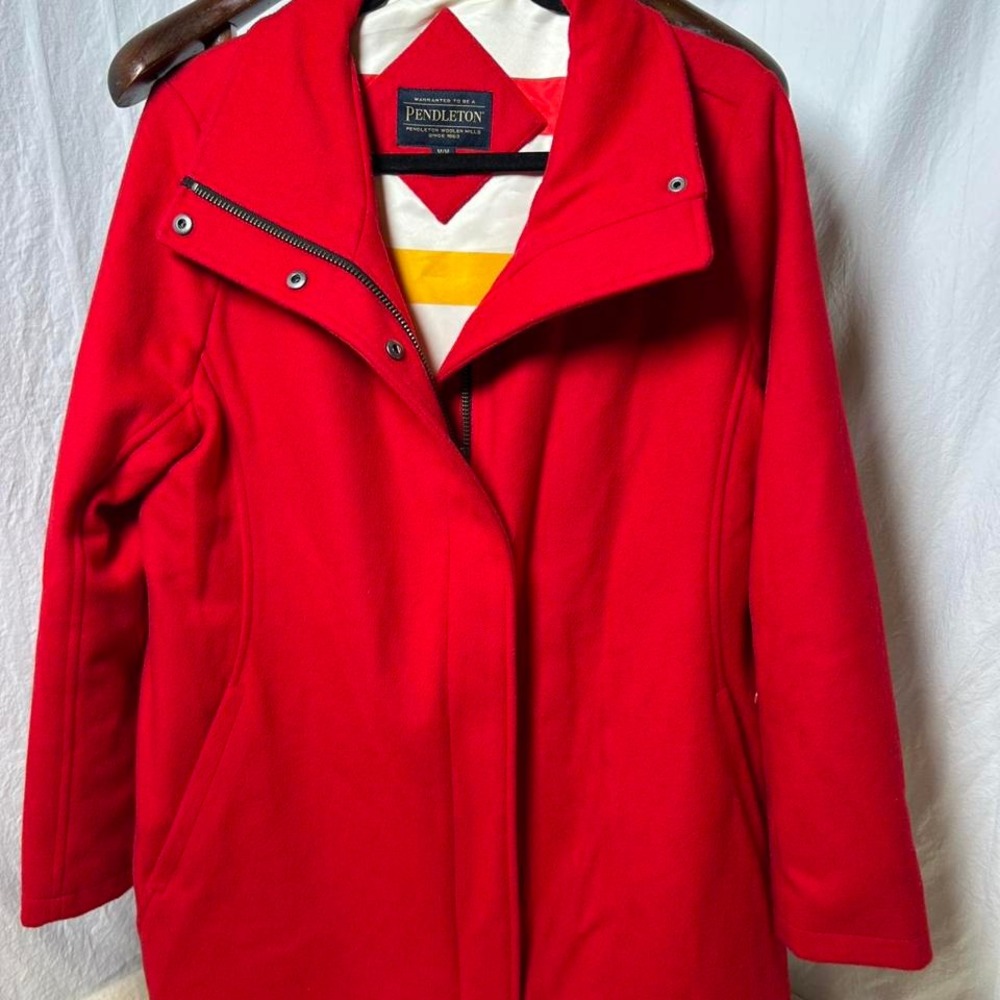 Pendleton Red Wool Pea Coat